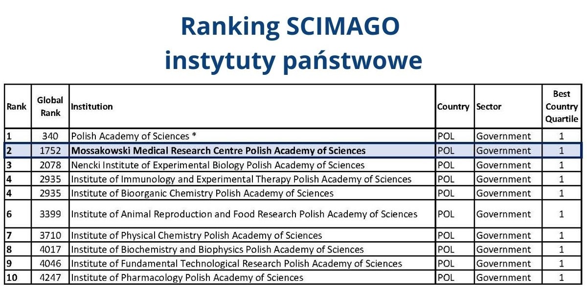 Ranking SCIMAGO instytuty na stronę